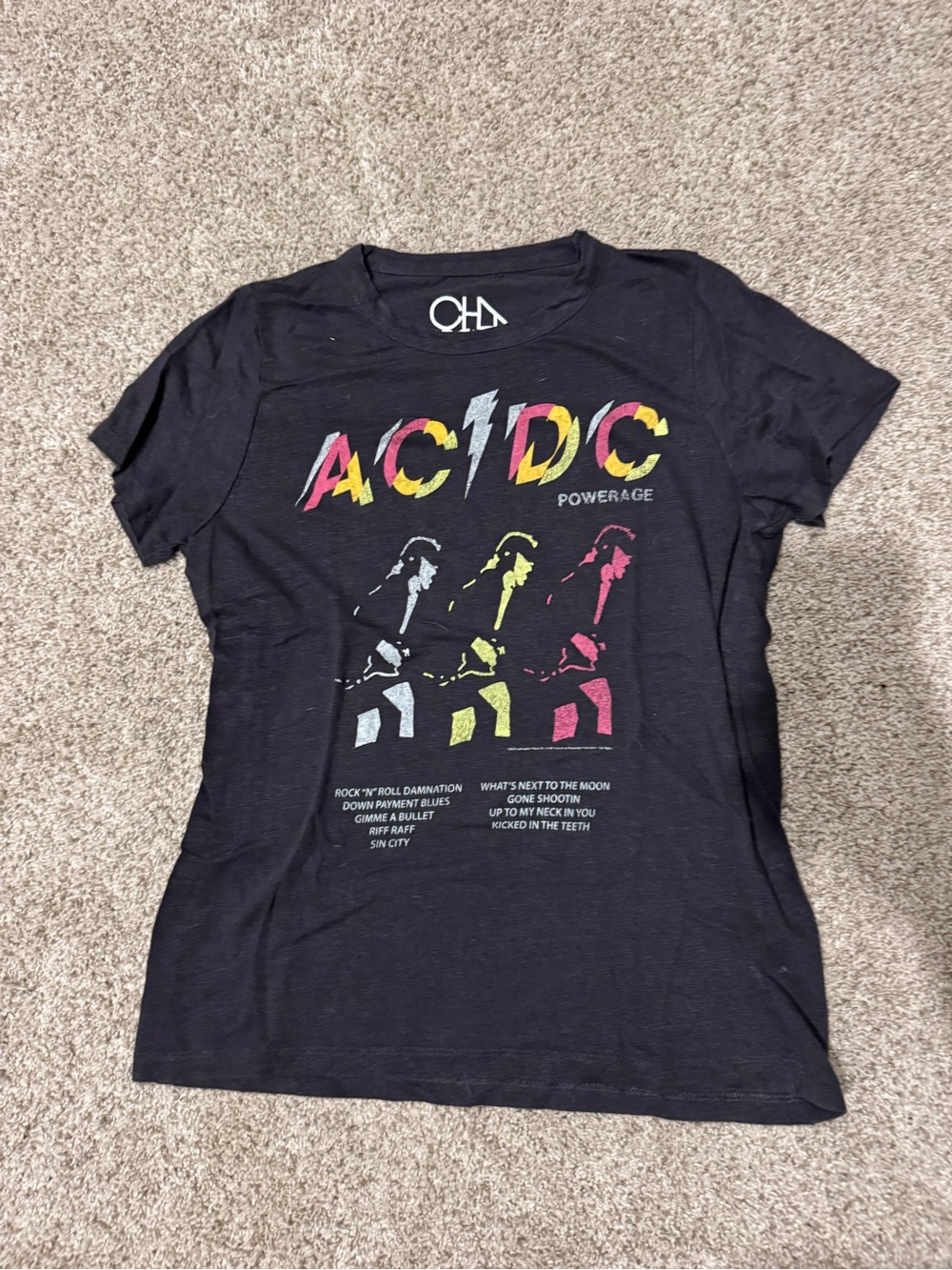 AC/DC Powerage Graphic Tee - Black - Cha Sor Women’s